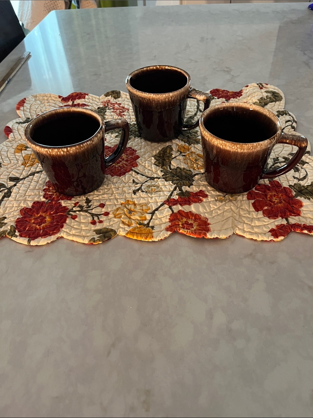 Vintage McCoy Brown Drip Glaze Mugs set of 3  Cups tea coffee USA